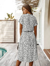 Dalmatian Print Drawstring Waist A line Dress