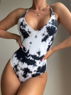 Tie Dye Ruched Back One Piece Swimsuit