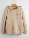 Bear Print Kangaroo Pocket Drawstring Hoodie