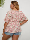 Plus Ditsy Floral Babydoll Blouse