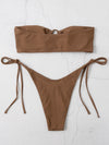 Self Tie Bandeau High Cut Bikini Swimsuit