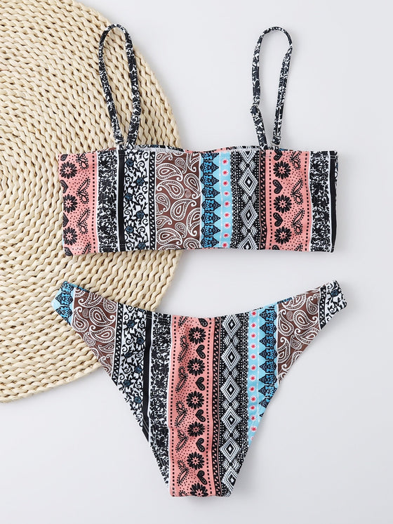 Allover Print Bikini Swimsuit