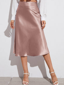  BAE Zipper Side Solid Satin Skirt