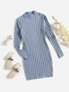 Girls Mock Neck Ribbed knit Dress