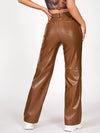 X Aurora Celli Solid PU Leather Straight Leg Pants