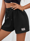 Drawstring Waist Patched Detail Shorts