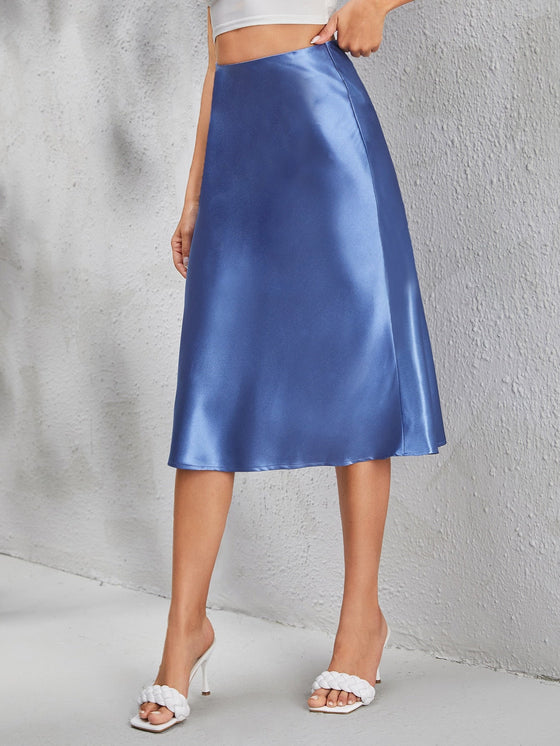 BAE Zipper Side Solid Satin Skirt