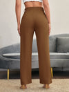 Solid High Rise Tailored Pants