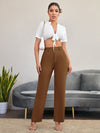 Solid High Rise Tailored Pants