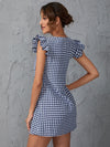 EMERY ROSE Gingham Ruffle Cuff Tunic Dress