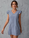 EMERY ROSE Gingham Ruffle Cuff Tunic Dress