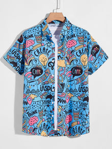  Men Pop Art Print Shirt