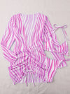 3pack Striped Halter Triangle Thong Bikini Swimsuit Cover Up