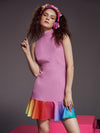 Cara Bloom Stand Neck Ombre Ruffle Hem Dress