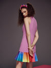 Cara Bloom Stand Neck Ombre Ruffle Hem Dress