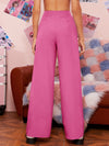 Zipper Fly Fold Pleated Palazzo Pants