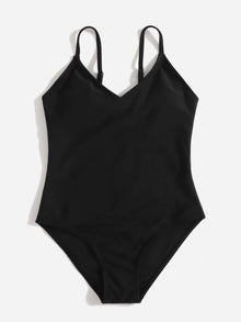  Girls Solid One Piece Swimsuit