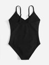 Girls Solid One Piece Swimsuit