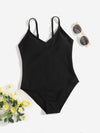 Girls Solid One Piece Swimsuit