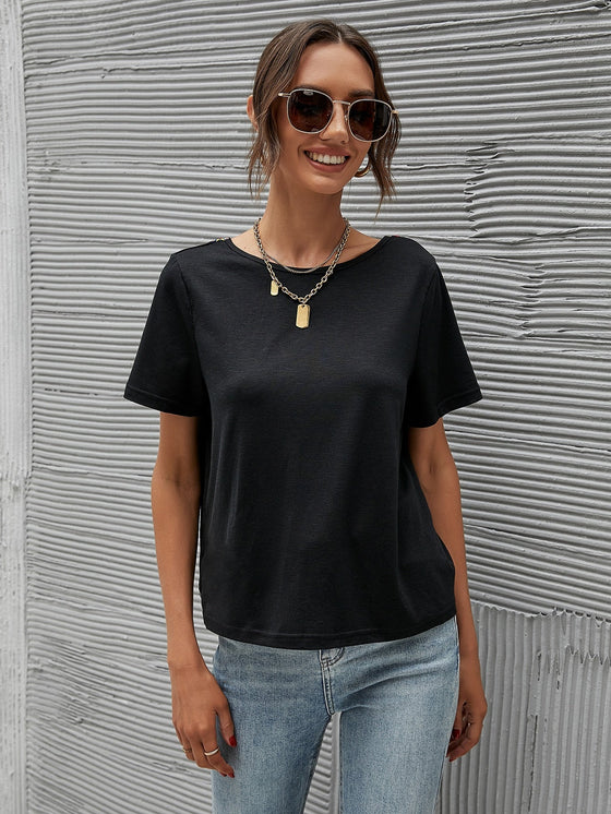 Contrast Panel V Cut Back Tee