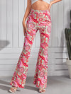 Floral Print Flare Leg Pants