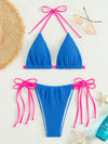 Textured Triangle Tie Side Bikini Swimsuit