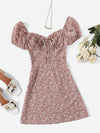 Ditsy Floral Puff Sleeve Ruched Bust Dress