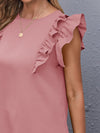 Ruffle Armhole Solid Top