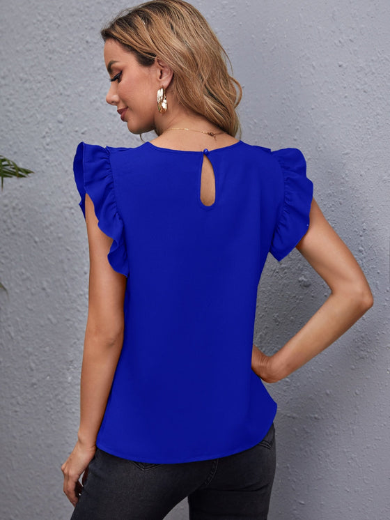 Ruffle Armhole Solid Top