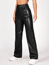 X Aurora Celli Solid PU Leather Straight Leg Pants