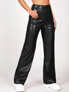 X Aurora Celli Solid PU Leather Straight Leg Pants