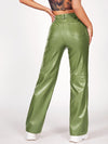 X Aurora Celli Solid PU Leather Straight Leg Pants