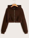 Zipper Front Patch Pocket Hoodie