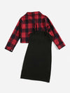 Girls Fitted Dress Plaid Button Through Jacket