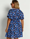 Plus Allover Floral Print Dress Without Belt