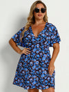 Plus Allover Floral Print Dress Without Belt