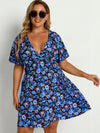 Plus Allover Floral Print Dress Without Belt