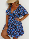 Plus Allover Floral Print Dress Without Belt