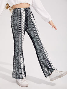  Girls Allover Print Flare Leg Pants