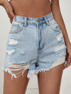 Raw Hem Distressed Denim Shorts