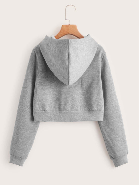 Zip Up Hooded Crop Sweatshirt