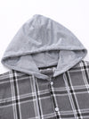 Men Plaid Drawstring Hooded Shirt Without Tee