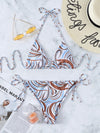 Allover Graphic Triangle Tie Side Bikini Swimsuit