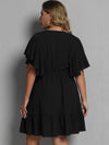 Plus Butterfly Sleeve Ruffle Hem Dress