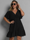 Plus Butterfly Sleeve Ruffle Hem Dress