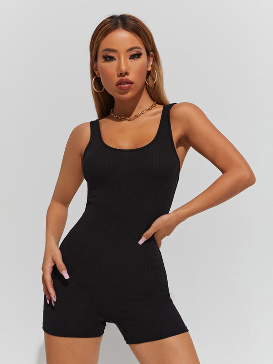 PETITE Solid Unitard Tank Romper