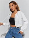 PETITE Solid Zip Up Drawstring Hoodie