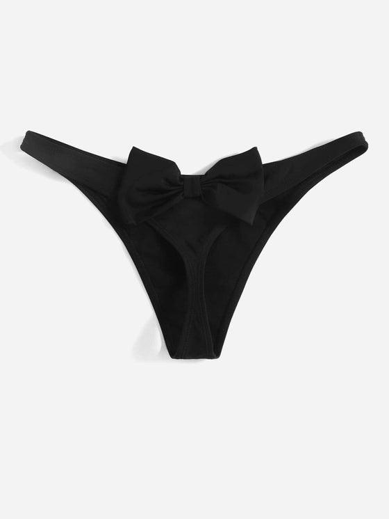 Solid Bow Decor Bikini Bottom