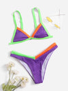 Contrast Binding Triangle High Cut Bikini Swimsuit