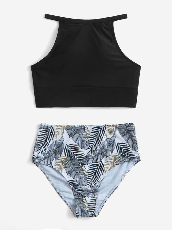 Plant Print Bikini Swimsuit